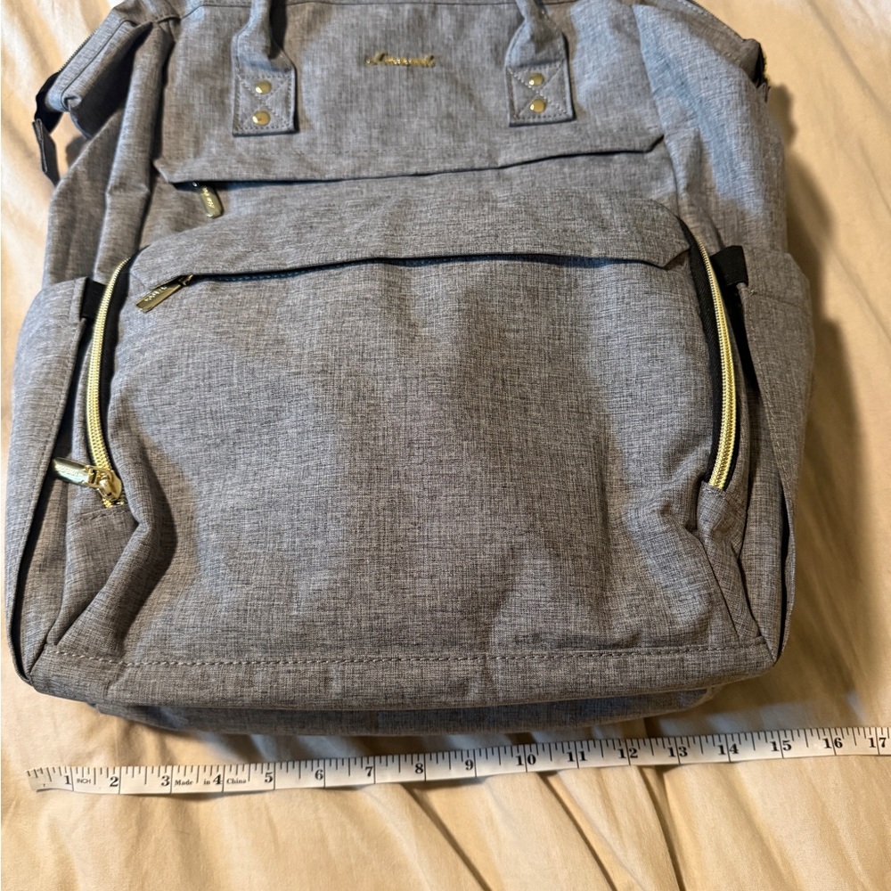 LOVEVOOK Gray Diaper Bag Backpack Large Travel Baby Bag Multi Pocket Minimalist - Picture 13 of 16